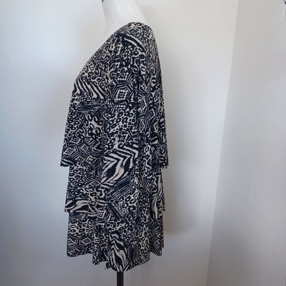 Susan Graver Tunic Top Tiered Layered Animal Print Liquid Knit Womens X Large - Picture 8 of 11